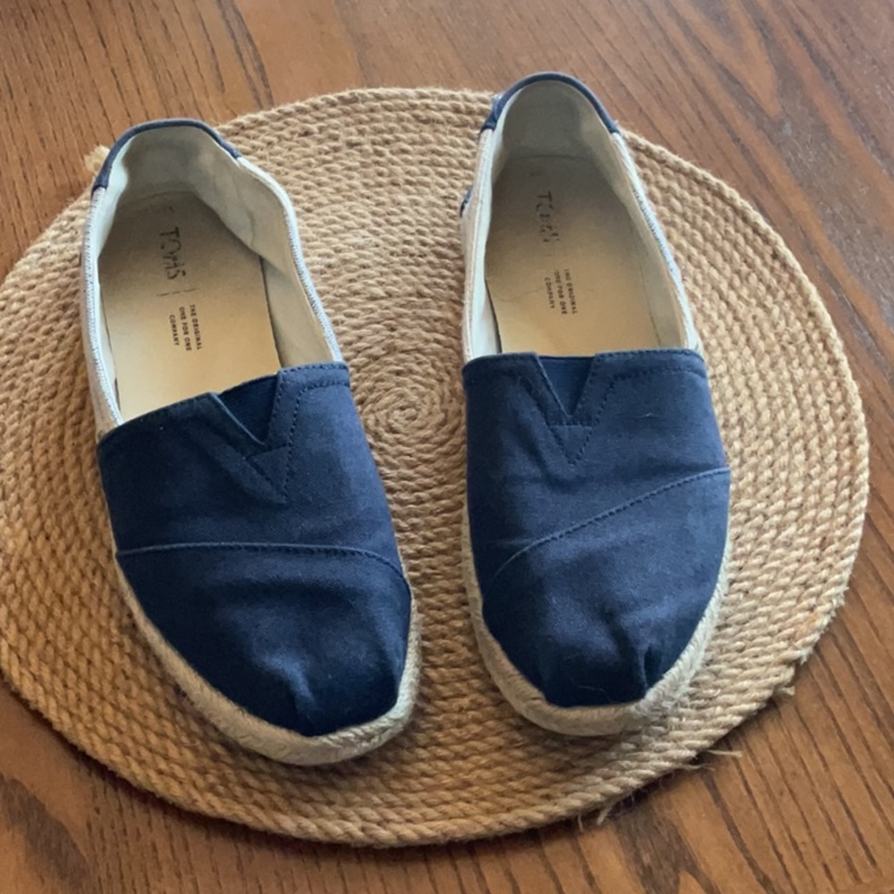 Toms Dark Blue Canvas Slip-Ons